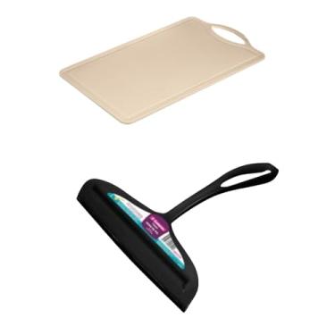 Imagem de Kit 1 Rodo de pia Preto e 1 Tábua de corte Cinza