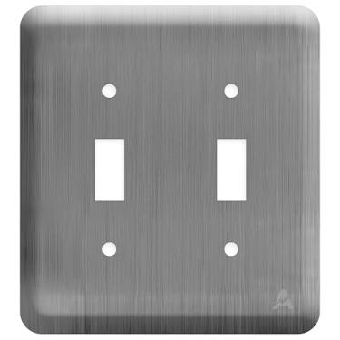 Imagem de Capa de interruptor de aço inoxidável estilo princesa, feita nos EUA, tamanho princesa de 2 faixas, 12 x 11 cm, placa grande para tomada, placa de cobertura de interruptor de luz de metal, aço