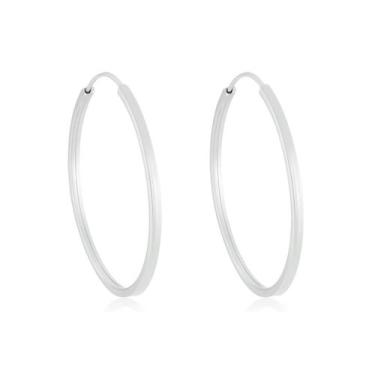 Imagem de Brinco Argola Redonda 6,5cm Em Prata 925 Fio Quadrado - Princesa das P