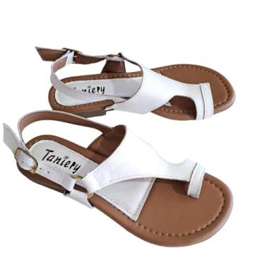 Imagem de Sandalia Rasteira Feminina de Dedo (Branco, BR, Adulto, Numérico, M, 36)