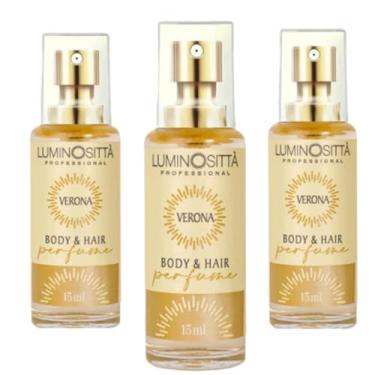 Imagem de 3 Perfumes capilar Body&Hair Luminositta 15ml Verona