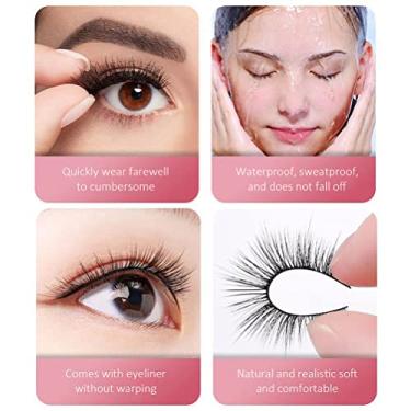 Imagem de ZJchao Cílios Autoadesivos, Cílios Postiços Reutilizáveis, Sem Necessidade de Cola, Com 3 Pares de Estilos Grossos, para Fácil Aplicação, Extensões de Cílios Laváveis