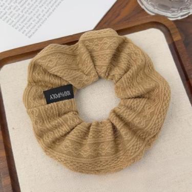 Imagem de Moda coreana Scrunchie Scrunchie feminina elástica cabelo elástico acessórios de laço anel de cabelo corda acessório de cabeça (Cáqui)