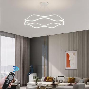 Imagem de Lustre moderno para sala de estar, luminária pendente LED criativa com intensidade regulável e altura ajustável, ideal para decoração de quartos, hotéis, escritórios, cafés, bares e restaura