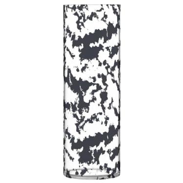 Imagem de JUZIHAI Vaso de textura preto e branco para flores 9,9 cm x 30 cm Cilindro de plástico moderno vaso de flores para centro de mesa de casamento decoração de casa