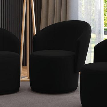 Imagem de Poltrona Decorativa Orgânica Fixa Para Sala Malu Suede Preto M11 - D'rossi