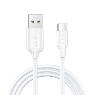 Imagem de Cabo Usb 2.0 A/C 1 Hora Carga Rápida 2.1A Macho/Macho 2 Metros Branco Ampla Compatibilidade Design Resistente