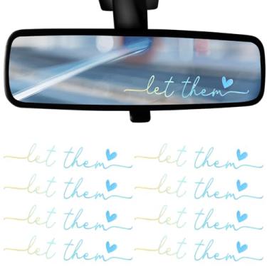 Imagem de DOPENSPI 8 peças Let Them Adesivo de espelho retrovisor, Let Them Mirror adesivo conscientização de saúde mental decalque retrovisor decalque de carro amor próprio adesivo de carro motivacional