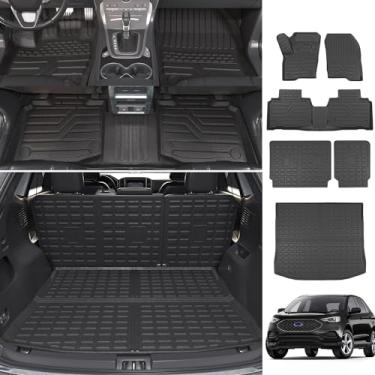 Imagem de powoq Tapete de chão compatível com 2015-2024 Ford Edge Cargo Liner Forro de encosto TPE Tapete de porta-malas (serve apenas para 5 lugares) Substituição para acessórios Ford Edge 2015-2024 (tapete de