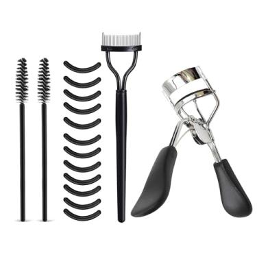 Imagem de Modelador de cílios de aço inoxidável premium com 6 almofadas de borracha, ferramenta de maquiagem, longa duração para todos os formatos de olhos, levantamento/extensão de cílios postiços, ondulação