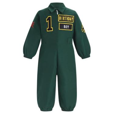 Imagem de IWEMEK Macacão infantil para meninos de corrida e piloto de corrida de 1º aniversário de 1º aniversário para meninas e meninas, Verde, 12-18 Meses