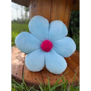Imagem de As flores de margarida fofas (almofada) são adequadas para decorar sofás, salas de estar, quartos e quartos de bebês(AZUL BEBE)