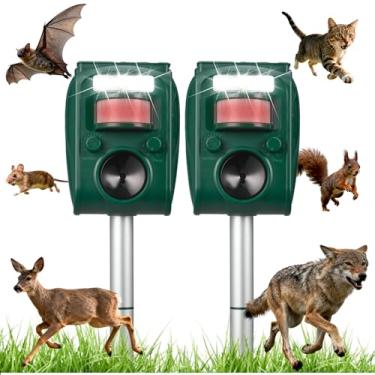 Imagem de Repelente solar ultrassônico de animais, gato, cão, cervo, esquilo, guaxinim, pássaro, gambá com sensor PIR e luz de flash, repelente IP65 à prova d'água para jardim, 2 unidades