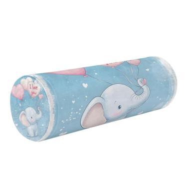 Imagem de Wassud Travesseiro de pescoço com balão de coração de elefante de desenho animado para viagem, travesseiro cervical redondo de espuma viscoelástica para alívio da dor no ombro e pescoço
