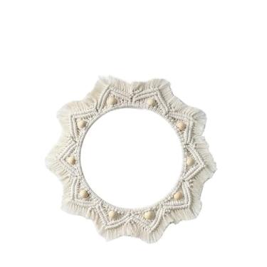 Imagem de Espelho decorativo de parede pequeno multiuso estilo rústico espelho de parede redondo criativo simples espelho de parede para sala de estar espelho de maquiagem de parede para casa, sala de estar