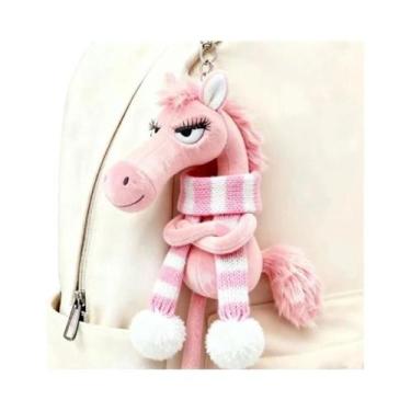Imagem de Pingente De Cavalo Preto Brinquedo De Pelúcia Ornamento Chaveiro Decor