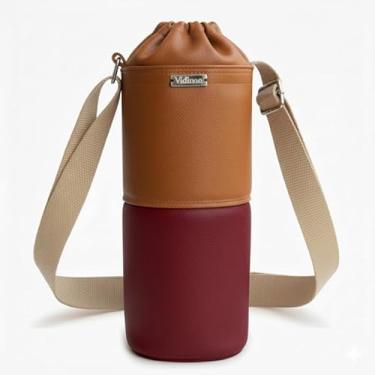 Imagem de Bolsa Térmica (CARAMELO COM VINHO) RAMIERE para Garrafa de 500 ML em Couro Sintético - Coleção Cores VERÃO 2026