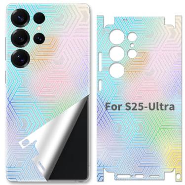 Imagem de SUKIDIOVQ Para Samsung Galaxy S25 Ultra Skin Wrap Phone Transparente Deslumbrante Decalque de Vinil Colorido Película Protetora de Vidro para Bordas Laterais Traseira Moldura de Câmera Não Capa de
