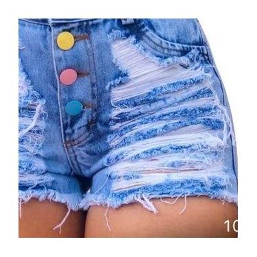 Imagem de Short Jeans Feminino Cintura Alta Modelo Detonado, são especialmente d