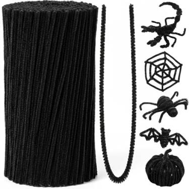 Imagem de RoundFunny 300 peças de limpadores de cachimbo pretos hastes de chenille de 61 cm para limpadores de projetos de artesanato para artesanato DIY artes e decoração criativa de férias