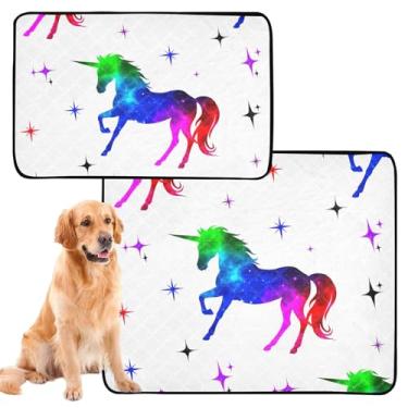Imagem de Almofada reutilizável branca com estrelas de cavalo coloridas para animais de estimação, gatos, tapetes de xixi para cães, tapete impermeável para gaiolas de cachorro, absorventes de penico, médio +