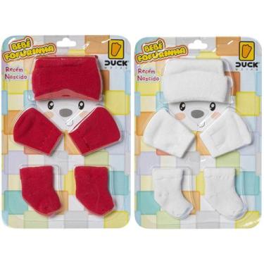 Imagem de Kit 2 Conjuntos Touca Luva e Meia Bebê Recém-Nascido Enxoval Menina - 