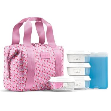 Imagem de Fit & Fresh Lancheira de neoprene para mulheres, lancheira feminina isolada para trabalho, resistente a rasgos e manchas, lancheira grande para mulheres com recipientes e gelo, bolsa Remi lavável na