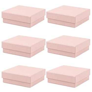 Imagem de AUEAR, Embalagem com 6 caixas de presente de papelão com tampas para brincos e pulseira (rosa)