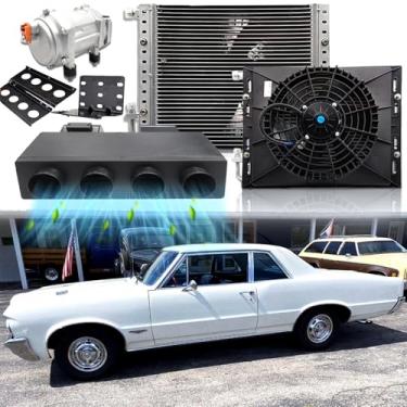 Imagem de Ar condicionado sob o painel 12V 10.000 BTU, sistema universal de unidade A/C de 12 volts, kit automotivo de 12 V DC Underdash AC com compressor elétrico de 20 cc, unidade de CA silenciosa para