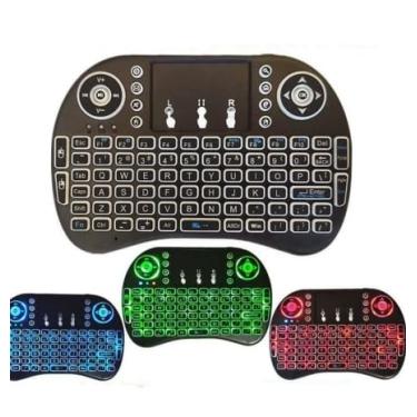 Imagem de Mini teclado, teclado sem fio portátil de 2,4 GHz com mouse touchpad, retroiluminação RGB