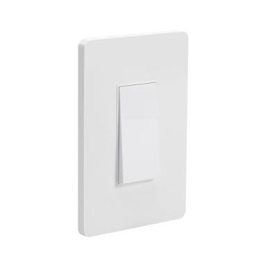 Imagem de Youngzuth Interruptor de luz inteligente, sem necessidade de fio neutro, Wi-Fi, Alexa e Google Home, suporte de parede, botão único, branco
