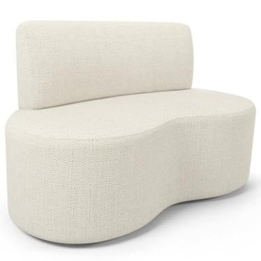 Imagem de Sofá 2 Lugares Orgânico Para Sala de Estar Living Larissa L02 Linho Champagne - Lyam Decor