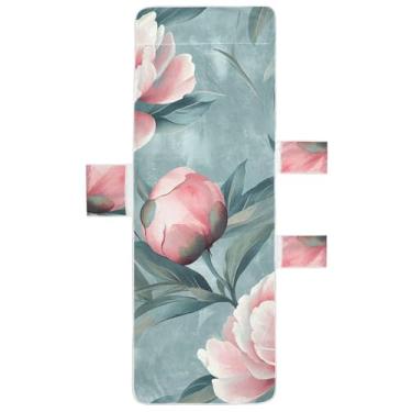 Imagem de Peônias Aquarela Floral Chaise Lounge Capa de Cadeira Toalhas de Cadeira Toalha de Praia com Bolso Superior Ajustado Espreguiçadeira de Praia Externa 215,9 cm x 76,2 cm