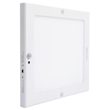 Imagem de SINCELIGHT Luz de teto LED com sensor de movimento PIR, liga/desliga automaticamente, 18W, branco neutro 4000K, montagem em superfície, formato de painel ultrafino, com interruptor de sensor de luz