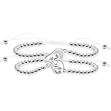 Imagem de Uloveido Pulseira com quebra-cabeça combinando com coração I Love You Forever para casais gays e lésbicas, 2 peças, corrente de aço inoxidável, zircônia cúbica, coração de amor para homens e mulheres