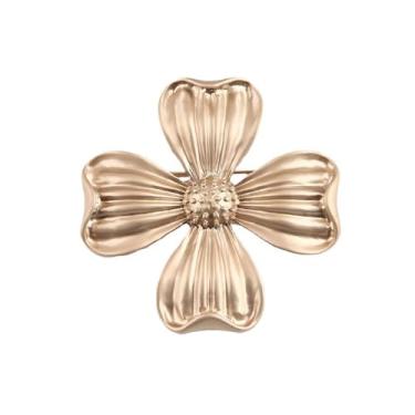 Imagem de Broche vintage de trevo de quatro folhas para mulheres e homens banhados a ouro simples metal boa sorte pingente lapela distintivo para terno vestido camisa colarinho cerimônia de casamento moda dia
