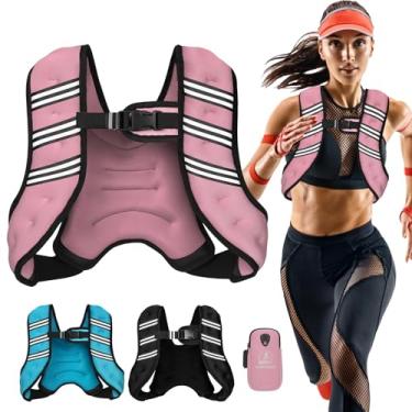 Imagem de Colete pesado para mulheres e homens, 2,7 kg/3,6 kg/5,4 kg/7,3 kg/9,1 kg/11,3 kg/13,6 kg colete de peso ajustável com listras refletivas para treino, treinamento de força, corrida, fitness, musculação