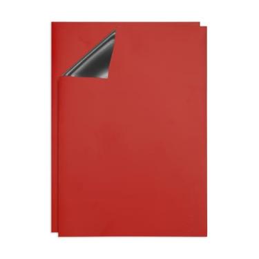 Imagem de PATIKIL Quadro apagável a seco, pacote com 2 ímãs A4, quadro branco, calendário de geladeira, quadro magnético, material de escritório para casa, cozinha, geladeira, mesa, parede, vermelho