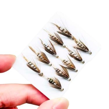 Imagem de Qievcrme 10 peças de pesca com mosca, isca artificial, biônica, mariposas/mosquitos, mosquitos, pesca para robalo, lúcio, salmão, truta e inseto (estilo B (estilos mosquito))