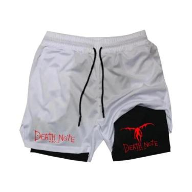 Imagem de Shorts Esportivos Masculinos Anime Death Note Dupla Camada 2 Em 1 Para