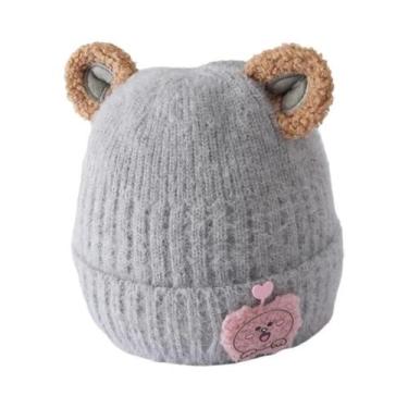 Imagem de Gorro De Tricô De Urso Fofo, Macio, Grosso E Quente Para Crianças, Pre