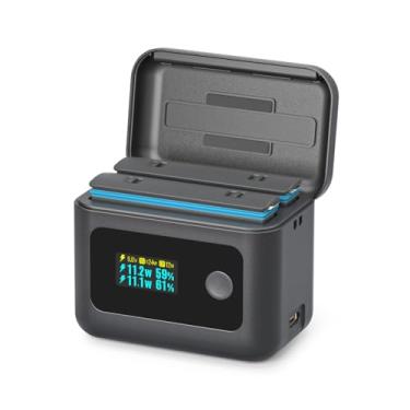 Imagem de Rszfnjxry Carregador de bateria Insta 360 X5 para acessórios Insta360 X5, estojo de carregamento rápido duplo de 24 W com visor LCD mostra o SOC da bateria, pilhas não incluídas