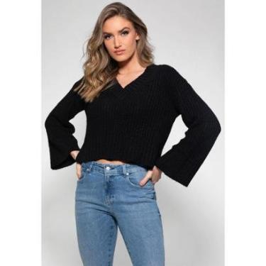 Imagem de Blusa Tricot Gola V Guess Preto-Feminino