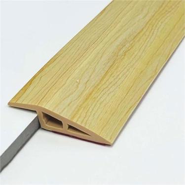 Imagem de GQQGSHOP Tira autoadesiva de transição de piso de 2 m, tira de acabamento de PVC para carpete e borda de piso, transições de limiar de PVC adequadas para altura limite de 7 ~ 10 mm (grão de madeira