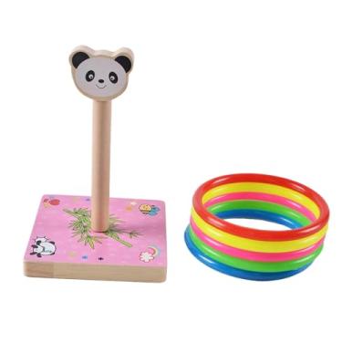 Imagem de harayaa Jogo de arremesso de argolas com gancho, estampa de animais, brinquedo interativo de madeira para pais, filhos e adultos, ideal para ambientes, Panda