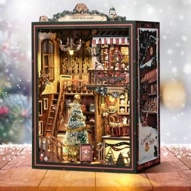 Imagem de DIY Book Nook Kit, Book Nook Diy, Miniature Bookshelf Insert With LED Light, 3D Wooden Puzzle Bookend Insert, DIY Miniature Booknook Kit Creative Bookend Bookshelf