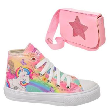 Imagem de Tênis Infantil Feminino Unicórnio Sereia Menina Botinha Cano Alto Club