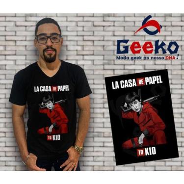 Imagem de Camiseta Tóquio La Casa de Papel Geeko, Preta gola v, M