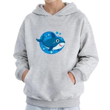 Imagem de Moletom Infantil Canguru Menino Estampa Shark Blue - Samcro, Cinza, 10