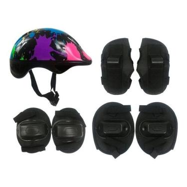Imagem de Kit de Proteção Capacete Joelheiras Cotoveleiras Infantil - DM Toys